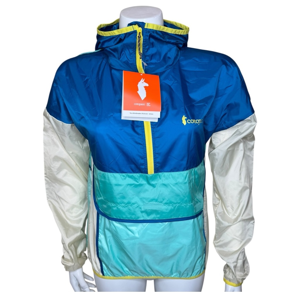 Cotopaxi Teca Half-Zip Windbreaker Jacket XS Colorblock Hooded Blue Crush NWT